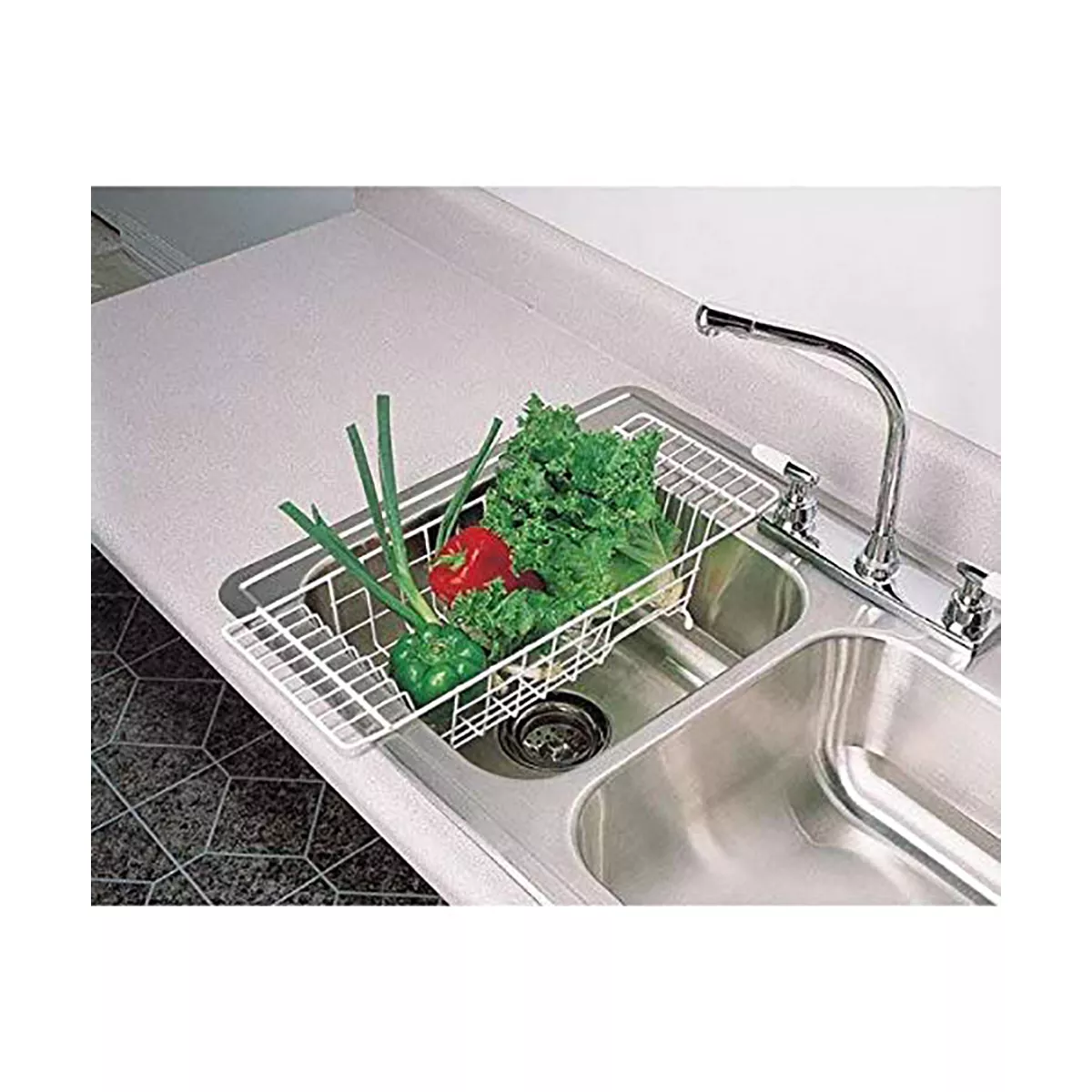 Closetmaid Economical 8 Inch Wide 4.5 Inches High Over the Sink Coated Steel Dish Rack Draining Solution, White (2 Pack)