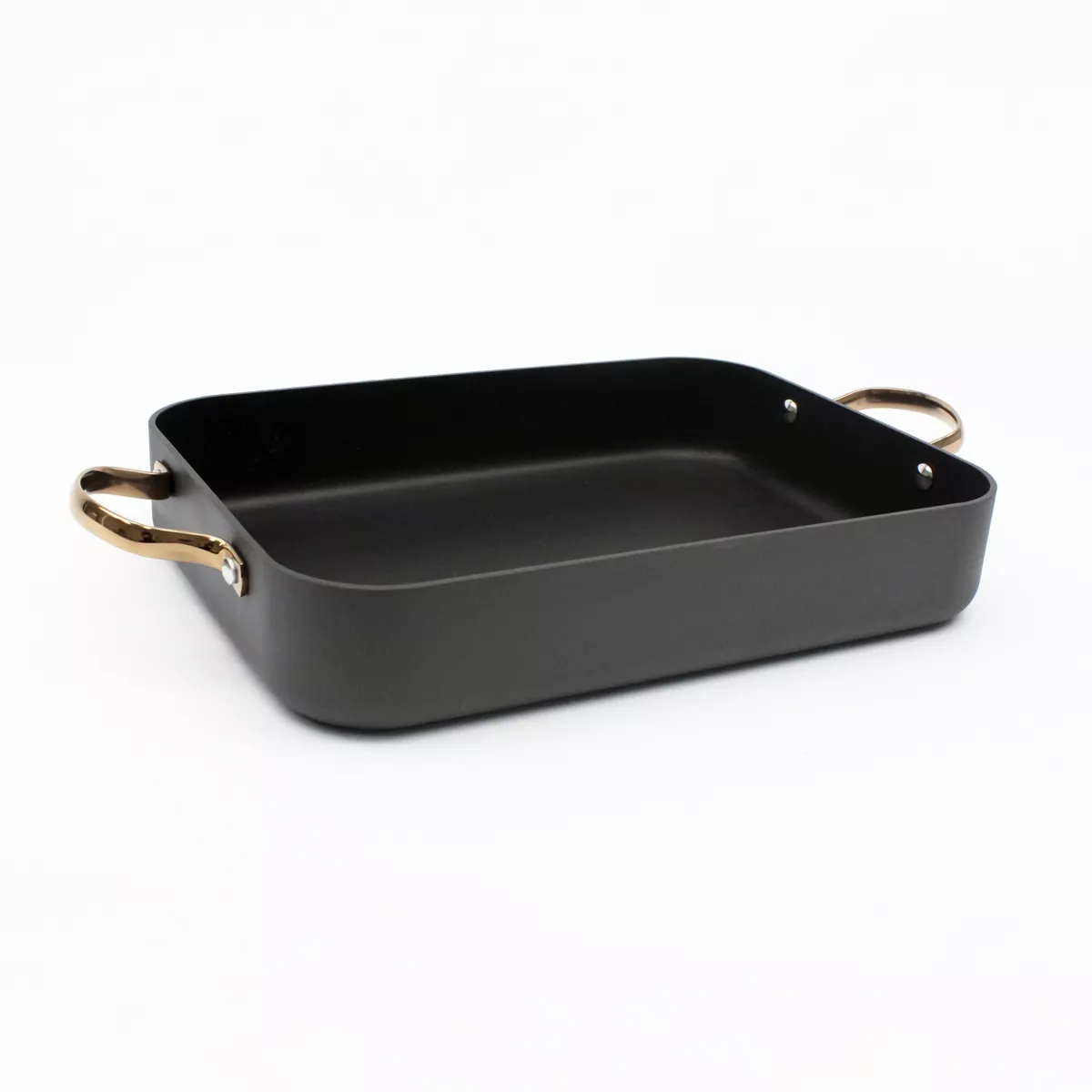 BergHOFF Ouro Black Hard Anodized Single Roaster Pan with Rose Gold Handles