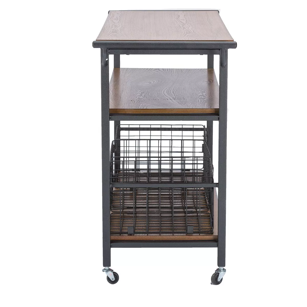 Lancashire Wood & Metal Kitchen Cart Brown - Baxton Studio
