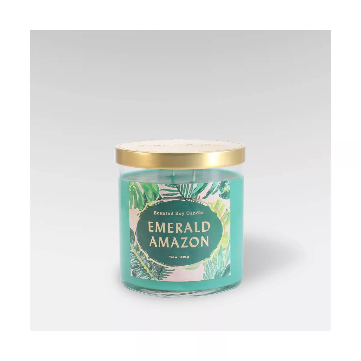 15.1oz Lidded Glass Jar 2-Wick Candle Emerald Amazon - Opalhouse™