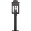Franklin Iron Works Rustic Outdoor Post Light Fixture LED Black Specked Gray 35 1/2" Clear Glass for Exterior Garden Yard Driveway