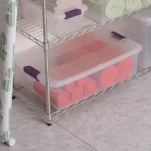 Sterilite 32qt Clear View Storage Bin with Latch Purple