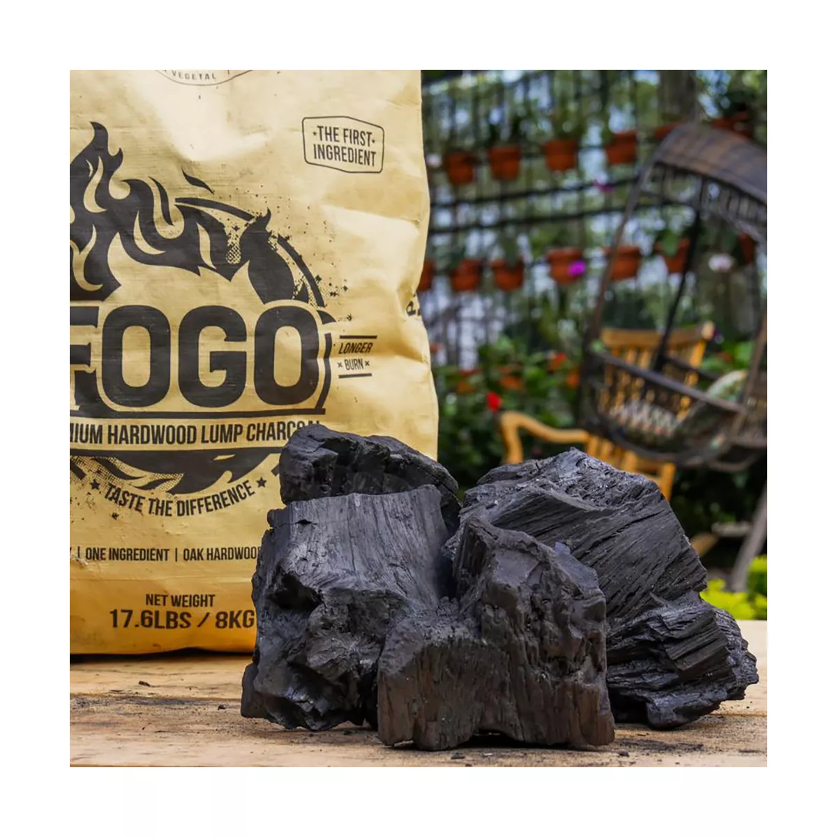 FOGO Super Premium Oak Restaurant All-Natural Hardwood Lump Charcoal, 17.6 Lbs