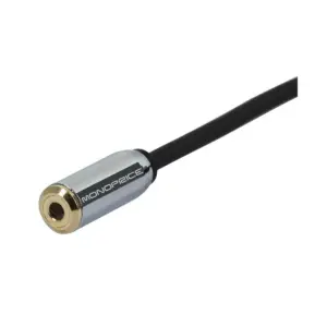 Monoprice Audio Cable - 6 Feet - Black | 3.5mm Male Plug to 3.5mm Female Jack Extension Cable for Mobile, Gold Plated