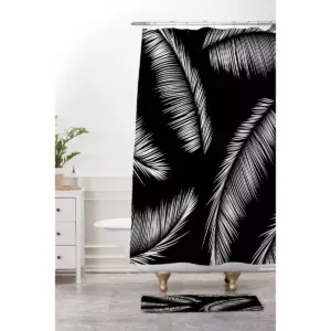 Kelly Haines Monochrome Palm Leaves Bath Rugs and Mats Black 24