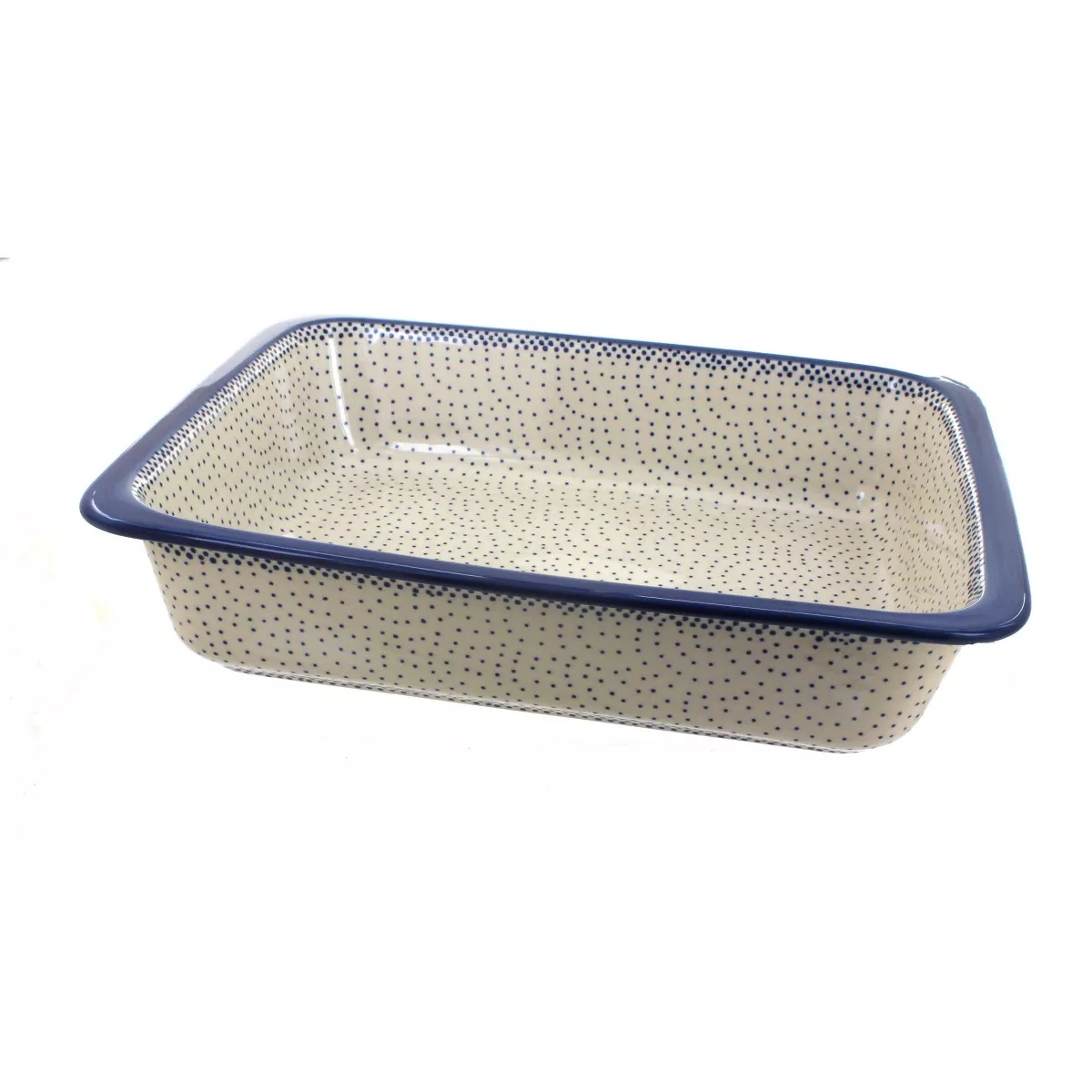 Blue Rose Polish Pottery Small Dots Large Rectangular Baker