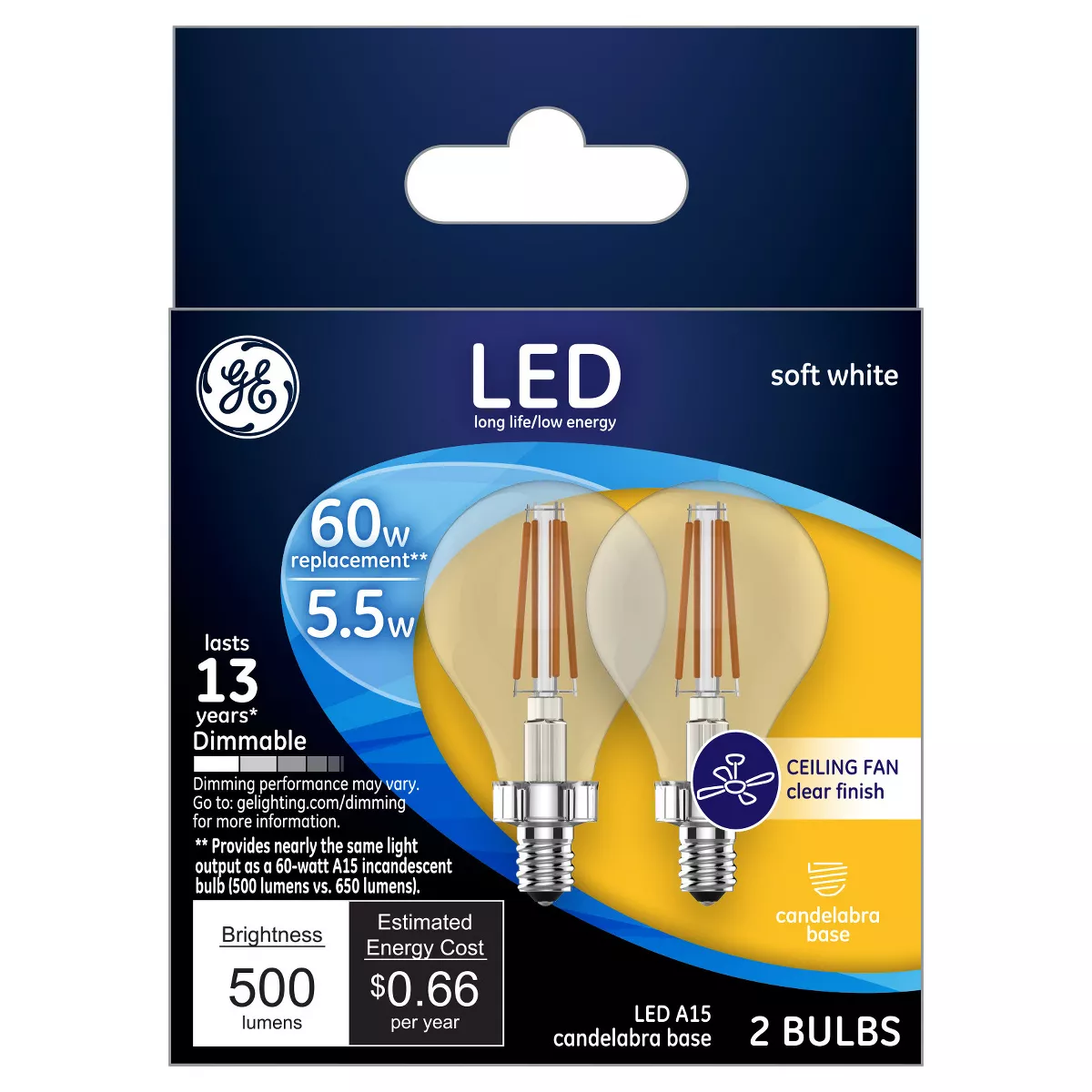 General Electric 2pk 60W LED Light Bulb White