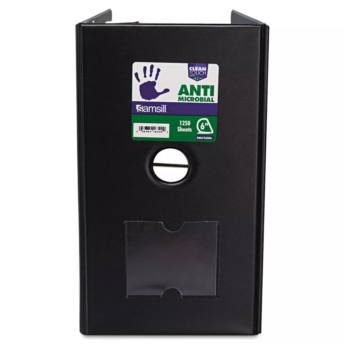 1250 Sheet 6" Clean Touch Antimicrobial Locking D-Ring Binder Black - Samsill