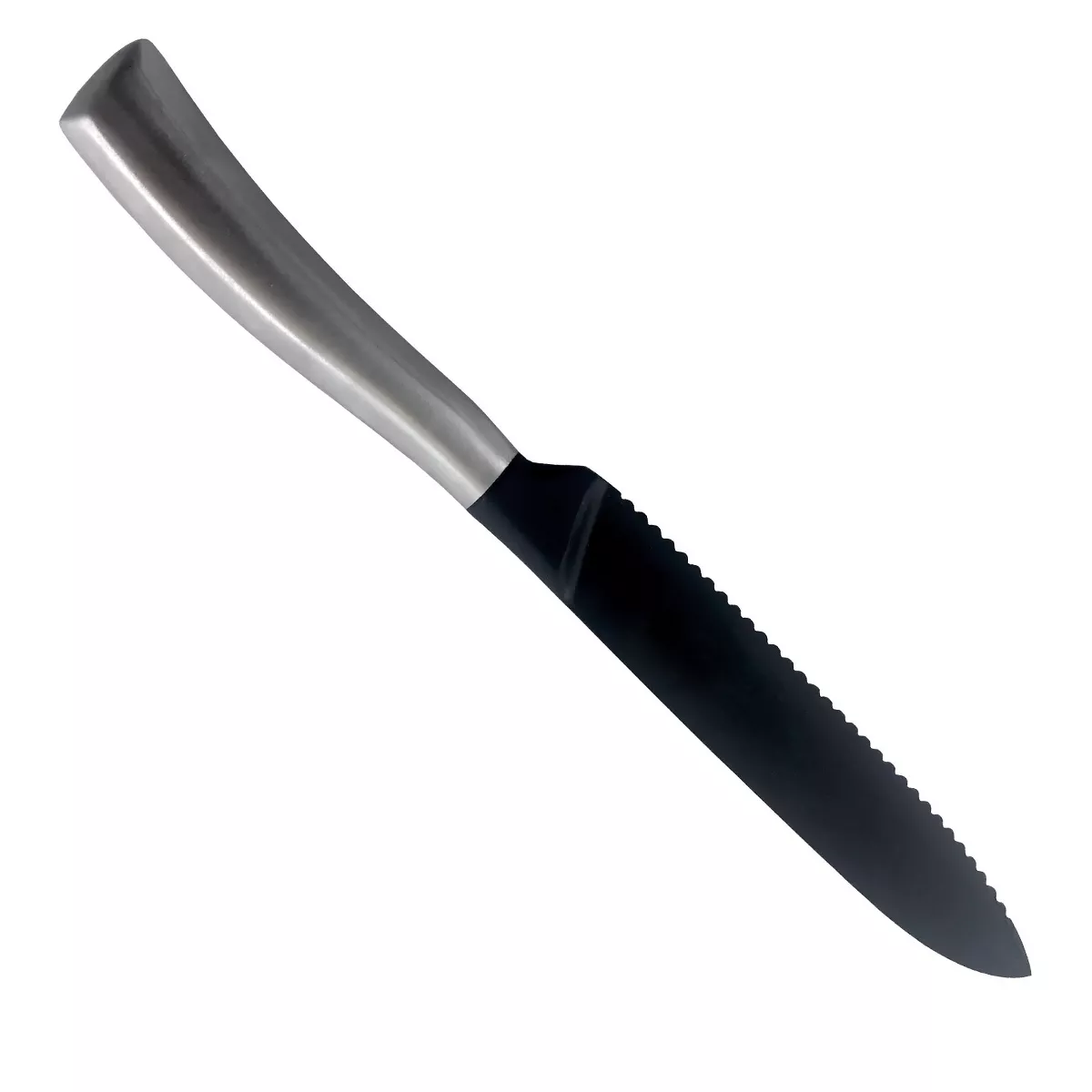 Gibson Home Opus 5 Inch Stainless Steel Serrated Utility Knife With Black Blade