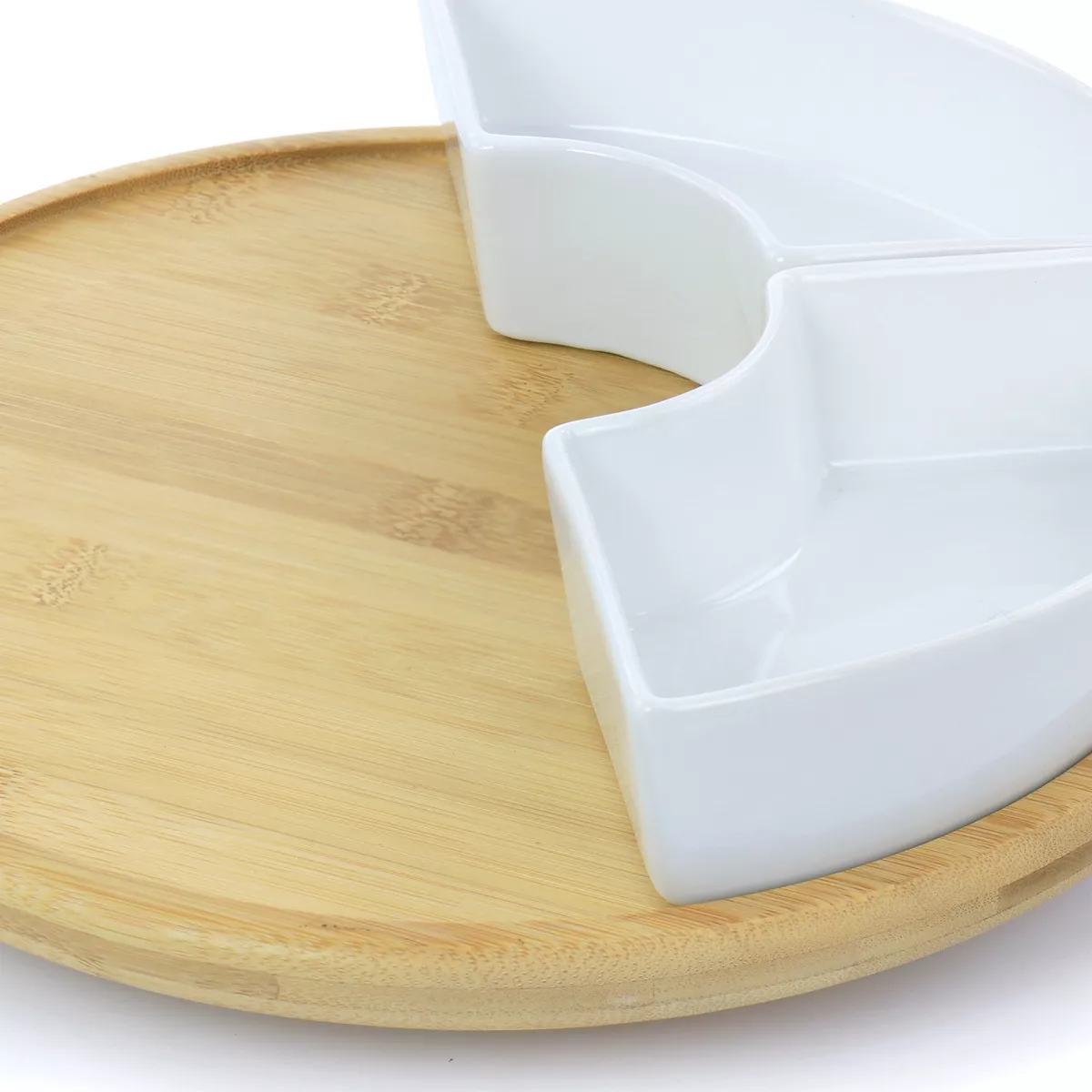 Gibson Elite Gracious Dining 6 Piece Tidbit Dish Set with Rotating Wood Base