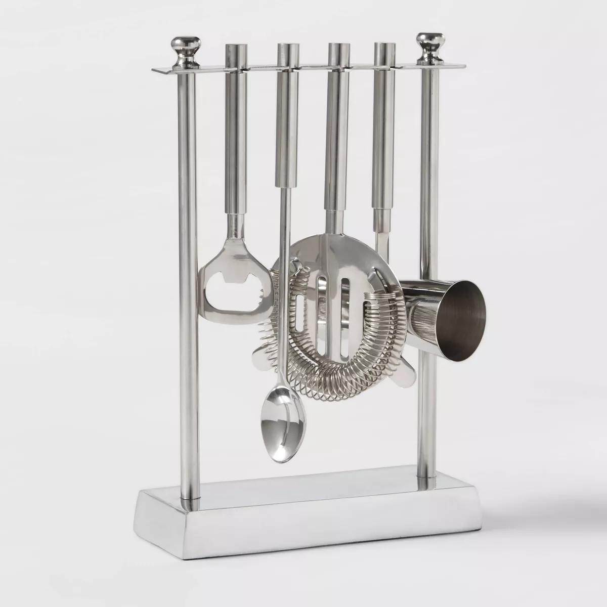 5pc Stainless Steel Bar Tool Set with Stand Silver - Threshold™