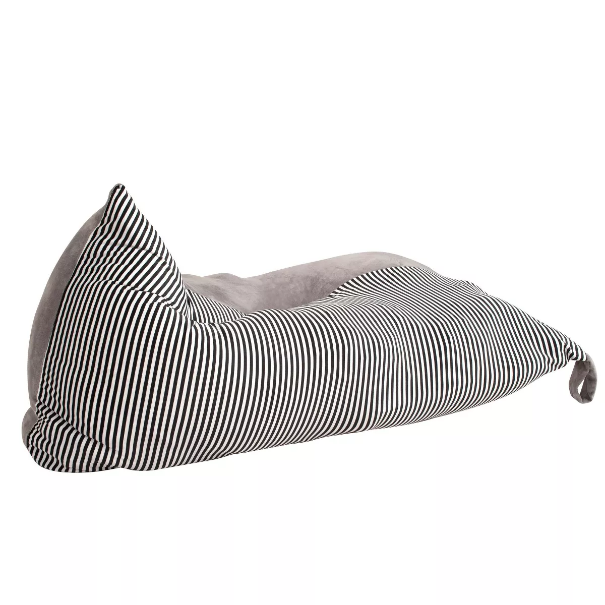 Stuffed Animal Storage Bean Bag Chair Cover - Extra Large Soft Velvet Plush Toy Organizer for Kids, Teens and Adults (No Filler), Grey Stripe