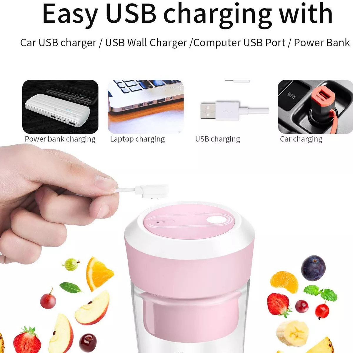 Geek Chef GPB30 10 Oz Portable Personal Cordless Blender, Pink and Blue 2 Pack