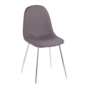 Set of 2 Pebble Contemporary Dining Chairs Chrome/Charcoal - LumiSource
