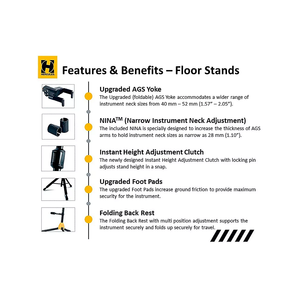 Hercules GS415BPLUS Universal Auto Grip Guitar Stand with Foldable Yoke