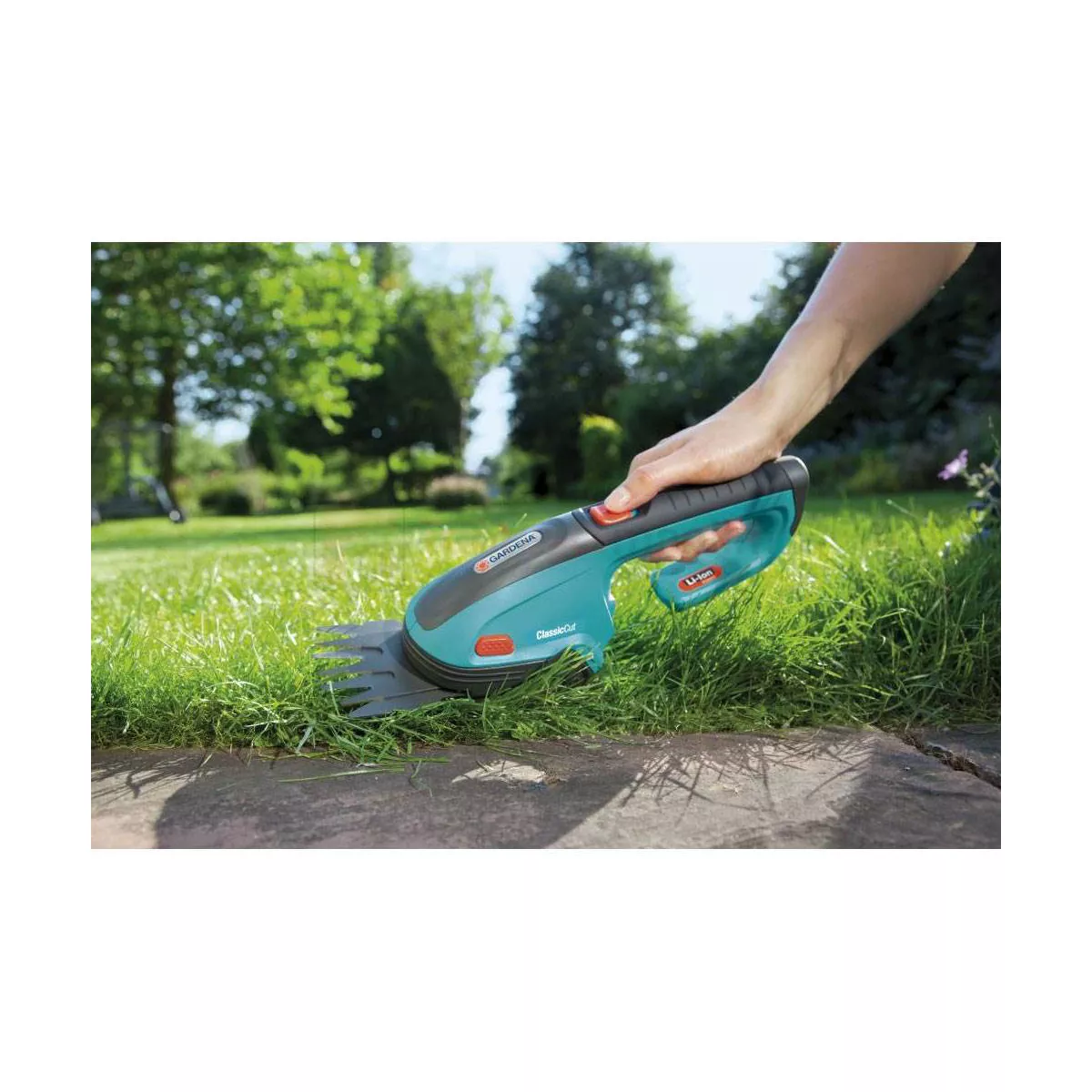 Gardena 3 Inch Cordless Lithium Ion Rechargeable ClassicCut Grass Shears, Blue