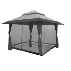 Z-Shade 13 x 13 Foot Instant Gazebo Canopy Outdoor Shelter with Bug Screen, Gray