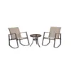 Liberty Garden Aurora 3 Piece Rocking Chair Bistro Set with Polyester Sling, Tan