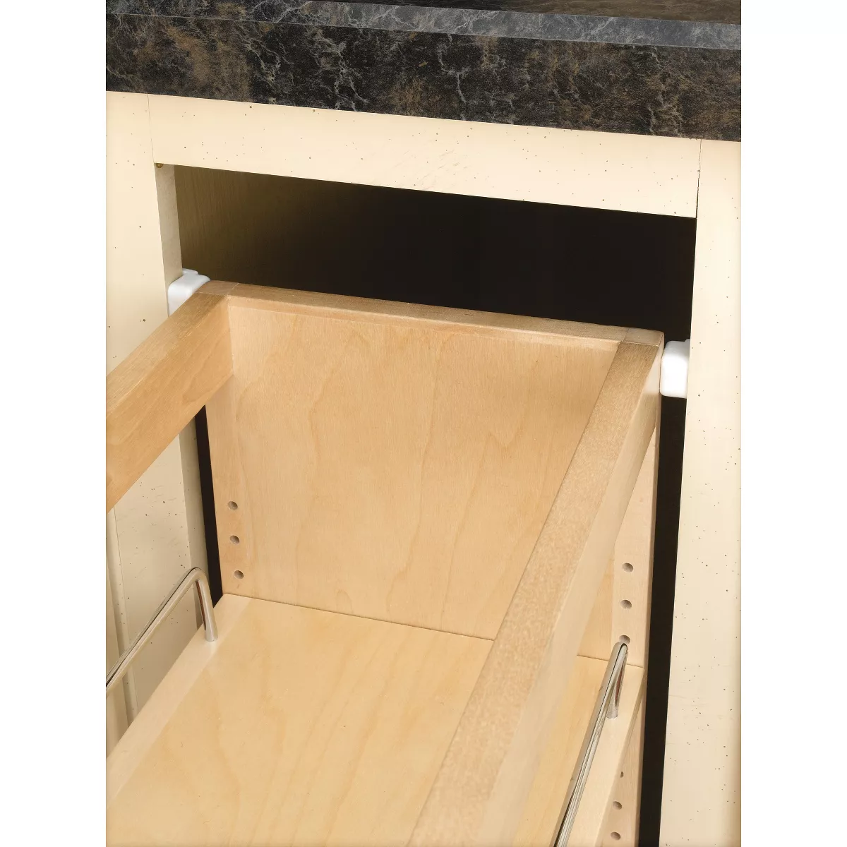 Rev-A-Shelf 448-BC19-5C 5 Inch x 19 Inch Pull Out Wood Base Kitchen Cabinet Organizer with 3 Adjustable Shelves, Natural Maple Wood