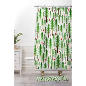 Christmas Tree Farm Shower Curtain Green - Deny Designs