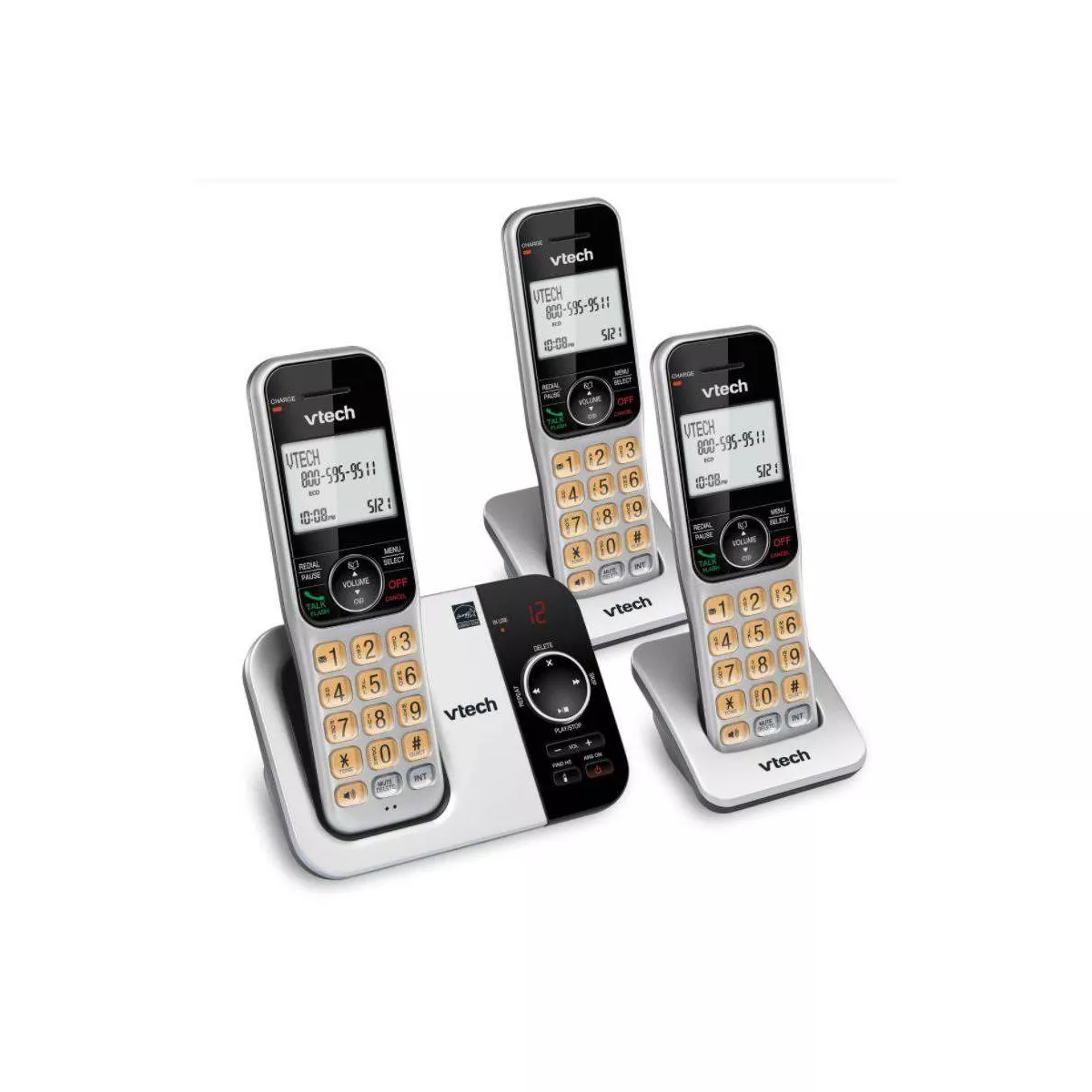VTech DECT 6.0 Expandable Cordless Phone with Answering Machine - 3 Handsets (CS5329-3)