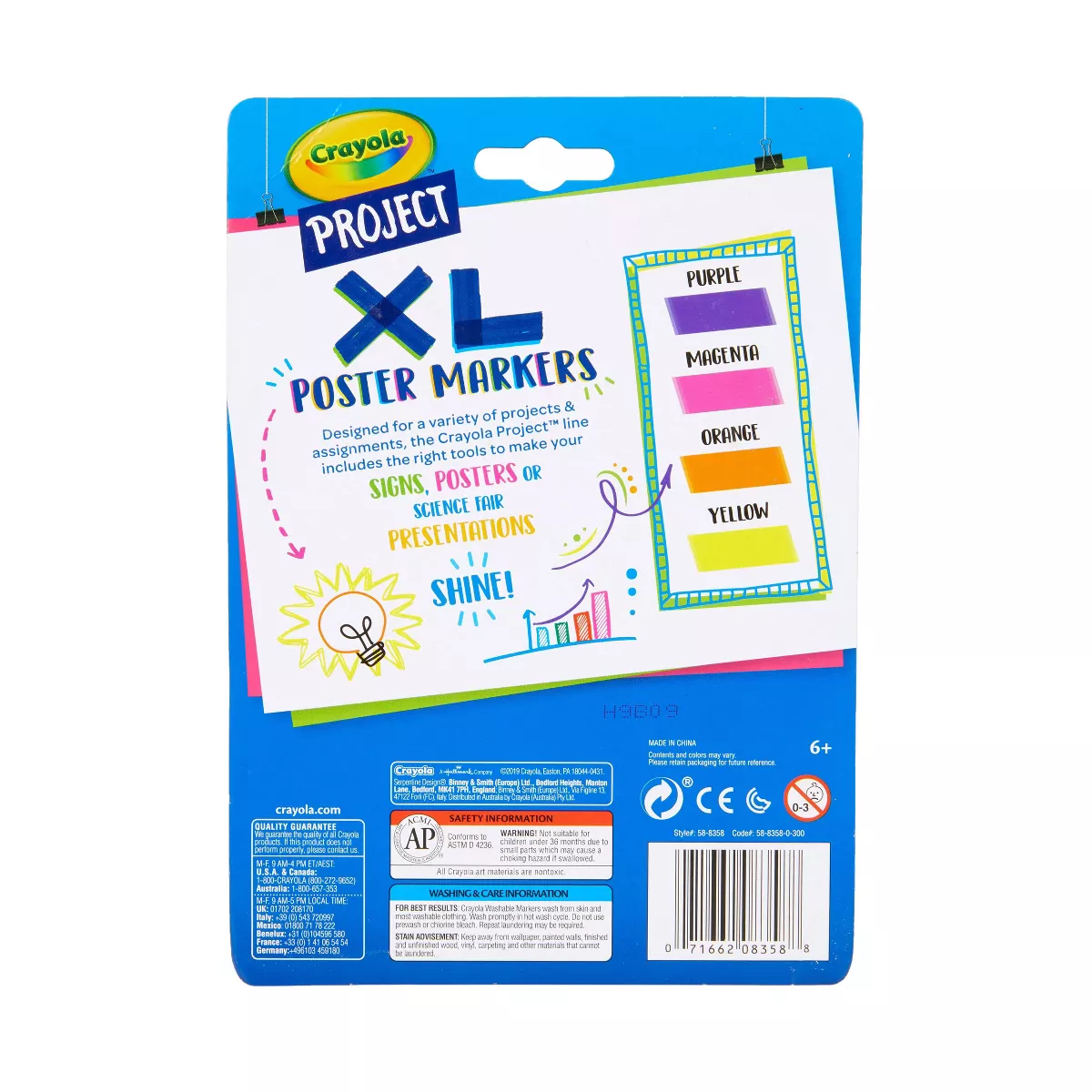 4ct Crayola Project XL Poster Markers - Bright Colors