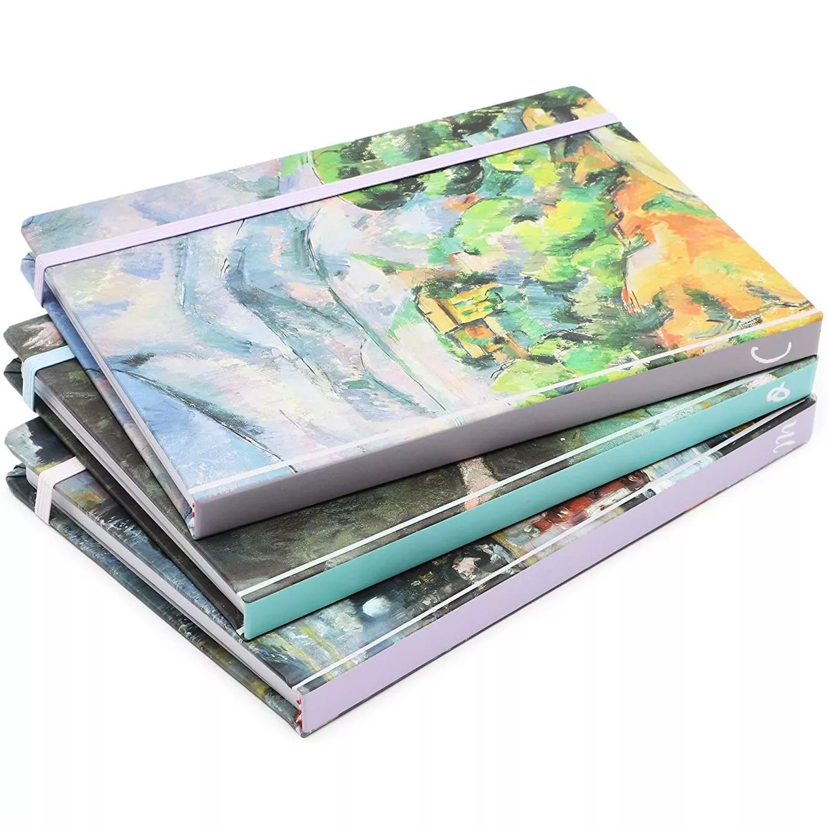 The Gifted Stationary 3-Pack Impressionist Hard Cover Diary Journals Notebooks, 160 Lined Pages each (7x5 inches)
