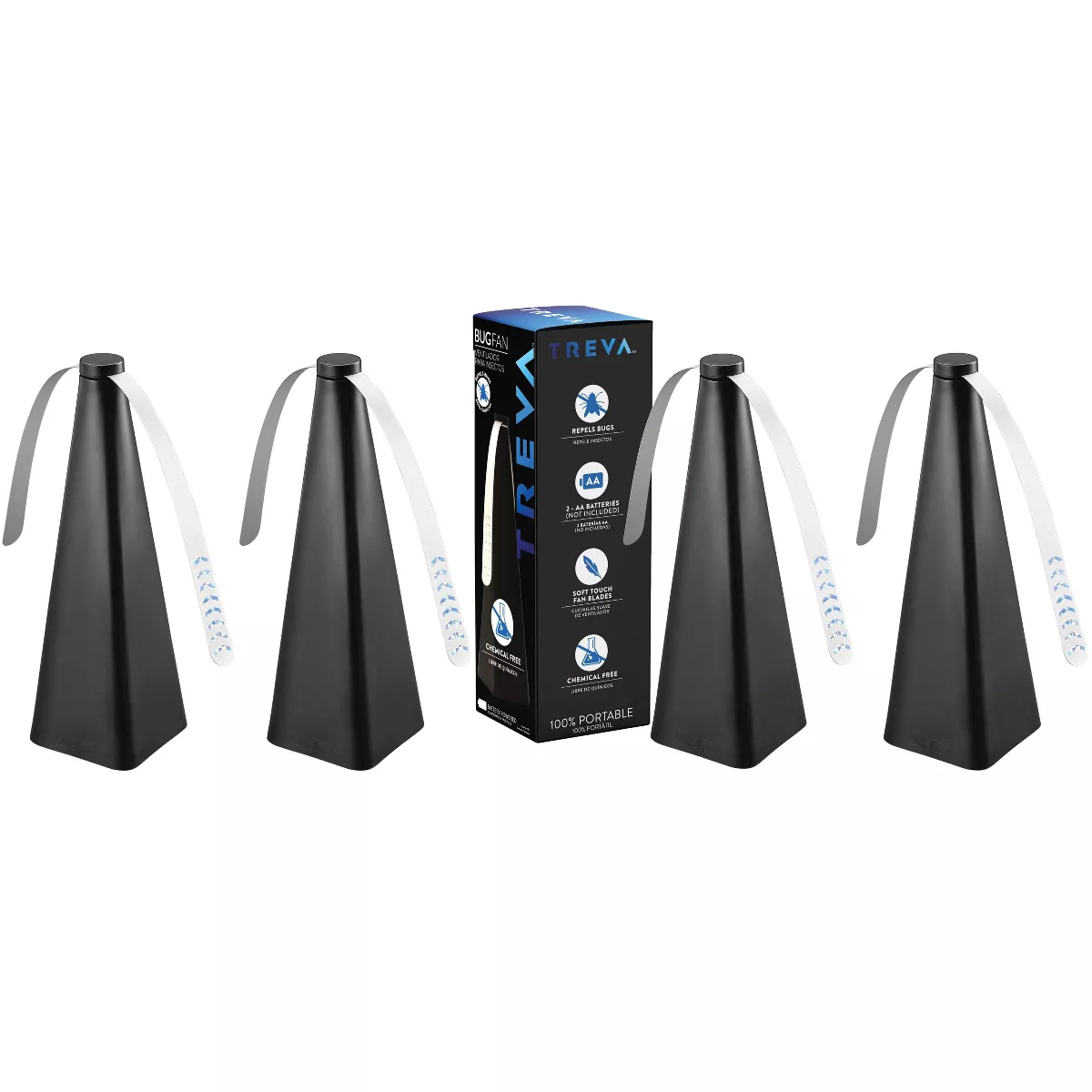 TREVA Bug Repellent Fan Non-Toxic Battery Powered - 4pk