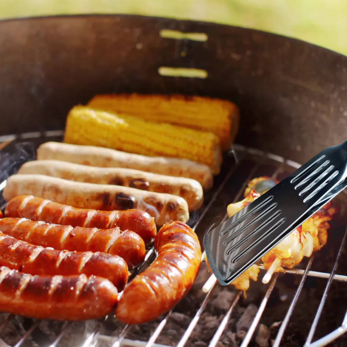 Yukon Glory Premium Stainless Steel Grip Tongs Spatula with Secure Grip Handle, Easily Flips Burgers