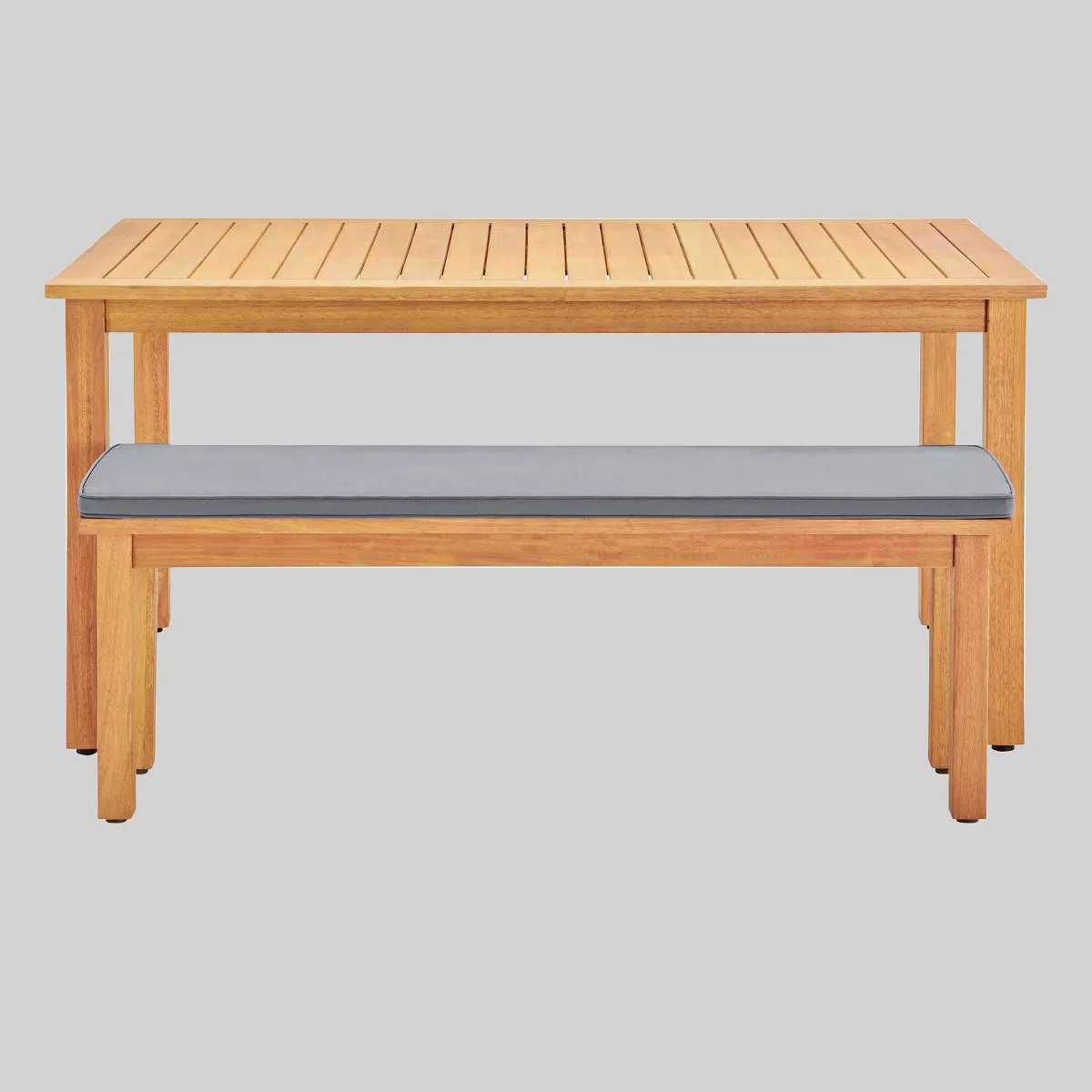 2pc Syracuse Outdoor Patio Dining Table & Bench Set - Natural/Gray - Modway