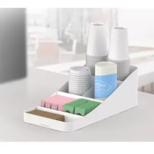 Mind Reader 7 Compartment Coffee Condiment, White