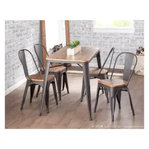 Set of 2 Oregon Industrial Farmhouse Stackable Dining Chair Brown - LumiSource
