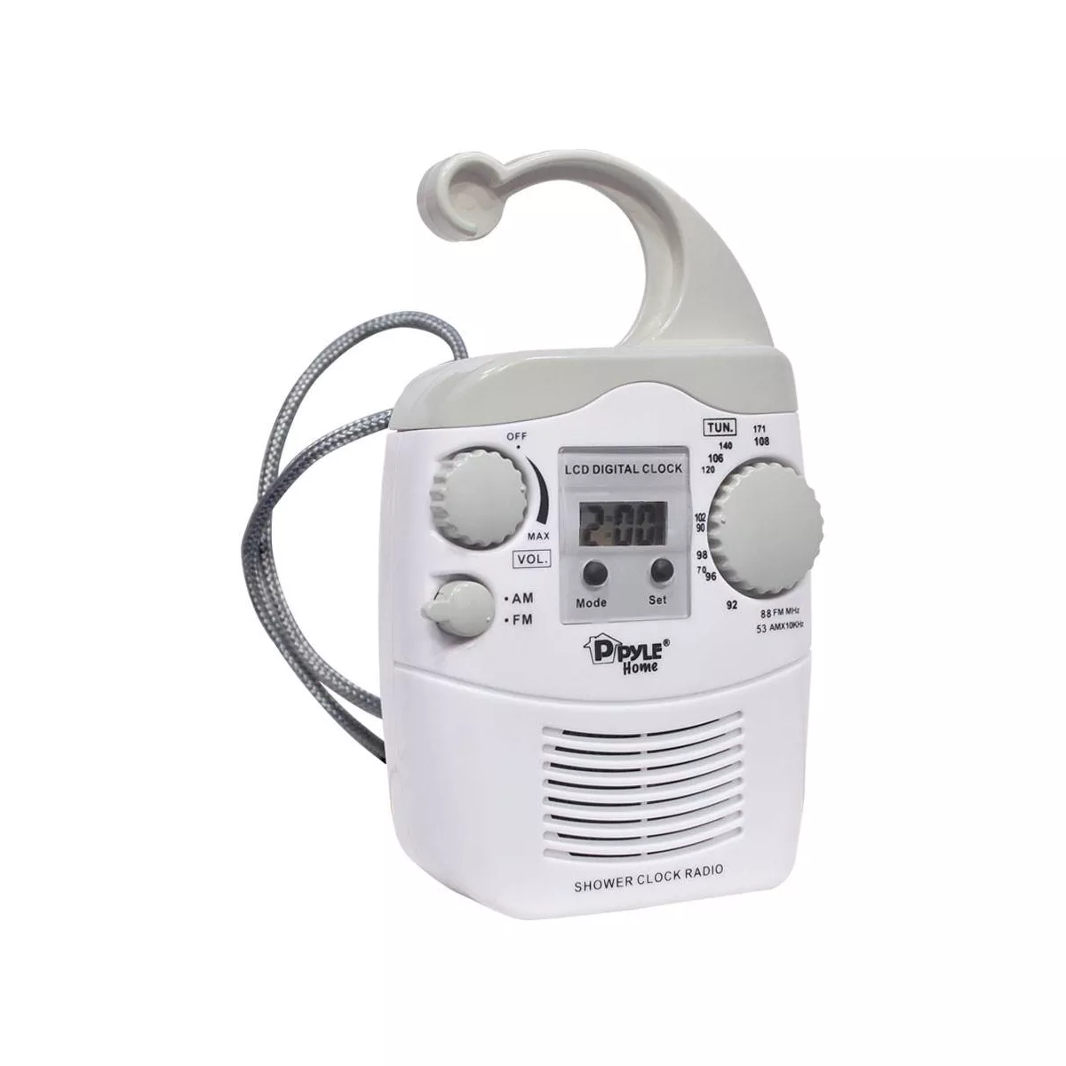 2) New Pyle PSR6 LCD Digital Hanging Waterproof AM/FM Shower Clock Radio White