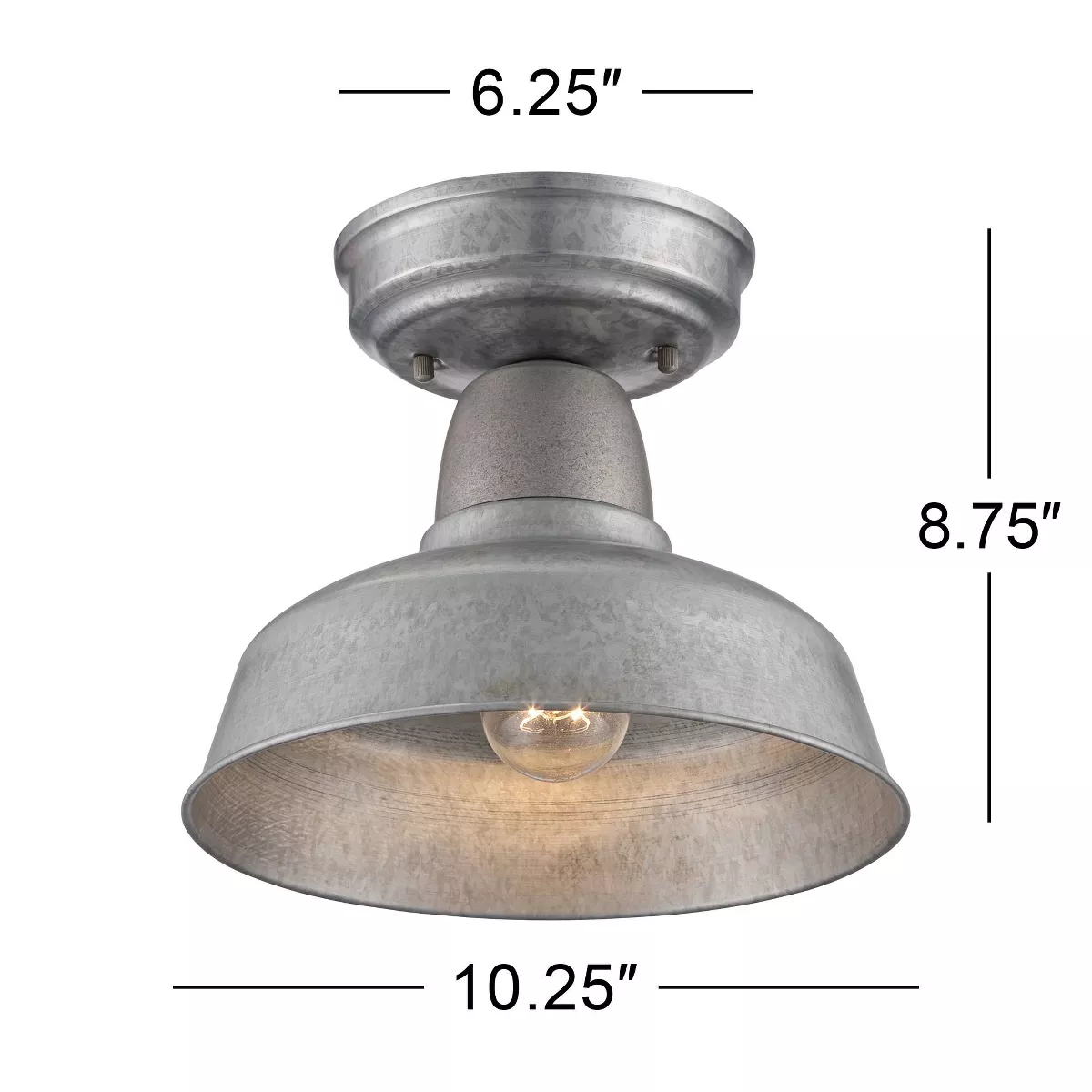 John Timberland Rustic Outdoor Ceiling Light Fixture Semi Flush Urban Barn Farmhouse Galvanized 10 1/4