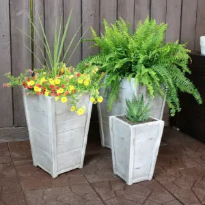 Sunnydaze Manor Indoor/Outdoor Fiber Clay Square Planter Flower Pots - 9.5
