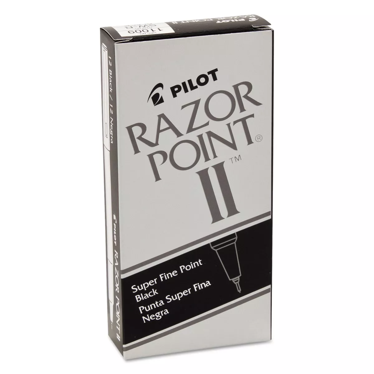 Pilot Razor Point II Super Fine Marker Pen Black Ink .2mm Dozen 11009