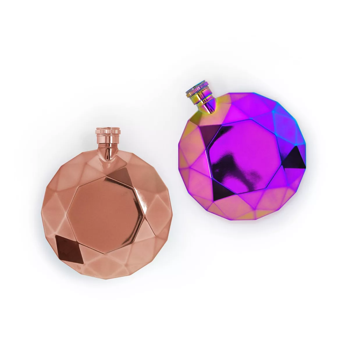 Round Gem Flask Drinkware Set Pink/Gold