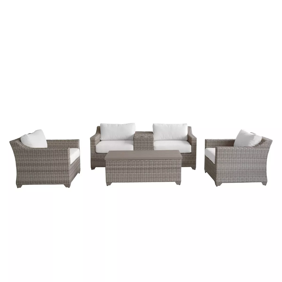 Fairmont 6pc Patio Seating Set with Cushions - White - TK Classics