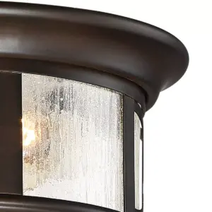John Timberland Modern Outdoor Ceiling Light Fixture Mission Oil Rubbed Bronze Drum 12