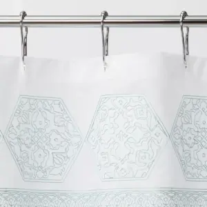 Medallion Sheer Embroidery Shower Curtain White/Aqua - Threshold™