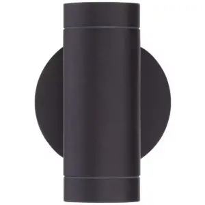 Possini Euro Design Modern Outdoor Wall Light Fixture Matte Black Cylinder 6 1/2