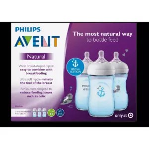 Philips Avent Natural Baby Bottle Blue - Otter/Anchor - 9oz - 3pk