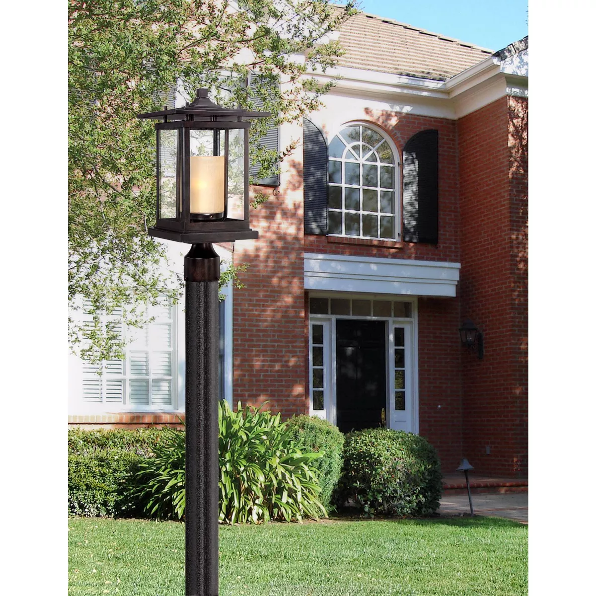 Franklin Iron Works Modern Outdoor Post Light Bronze Pagoda 17