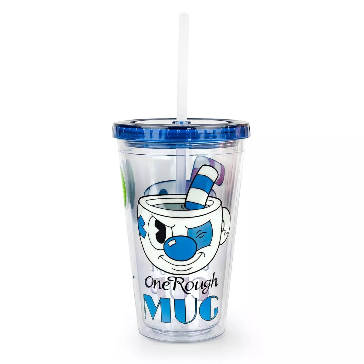 Just Funky Cuphead One Rough/Tough Cup 16oz Carnival Cup w/ Straw & Lid