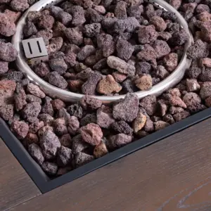 Ellington Outdoor Wood Patterned Square Gas Fire Pit - Brown - Christopher Knight Home
