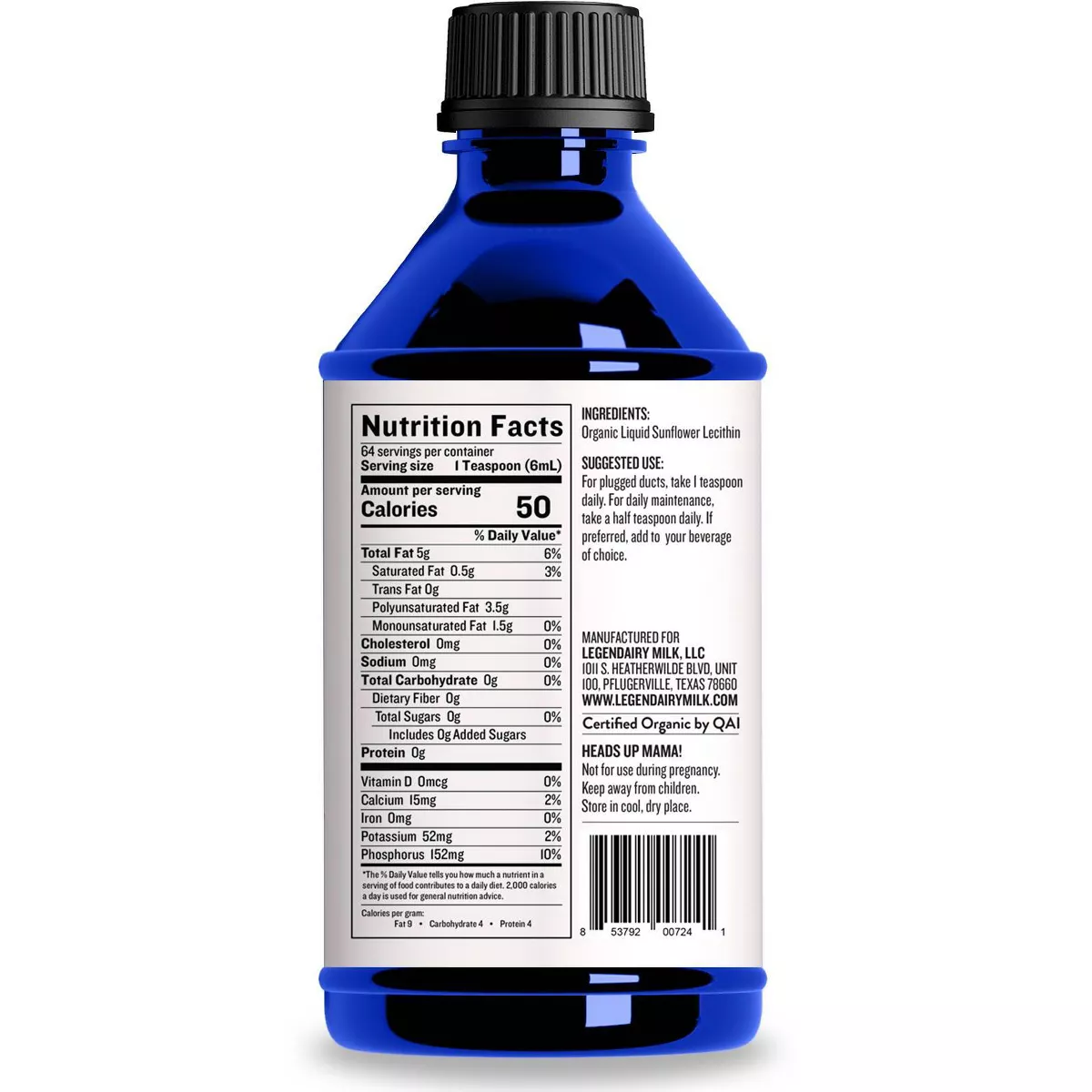 Legendairy Milk Liquid Sunflower Lecithin Lactation Supplement - 12 fl oz