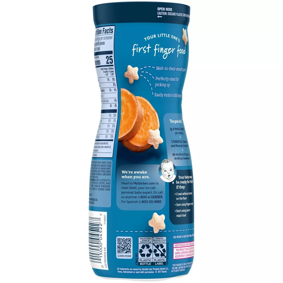 Gerber Puffs Sweet Potato Cereal Baby Snacks - 1.48oz