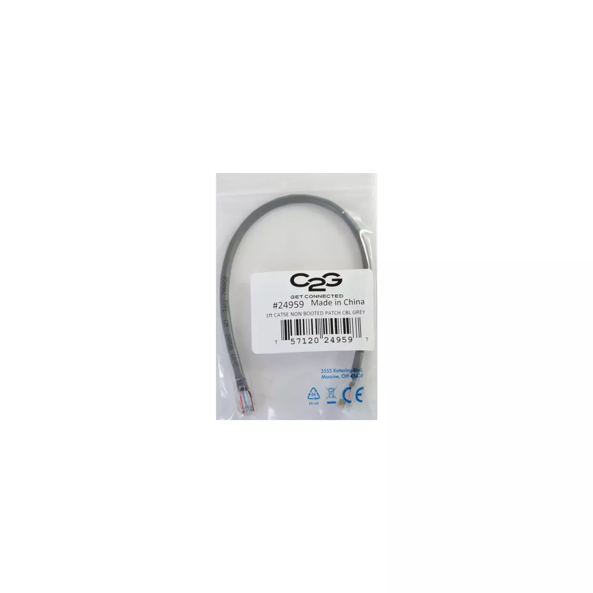 C2G-10ft Cat5e Non-Booted Unshielded (UTP) Network Patch Cable - Gray - Category 5e for Network Device - RJ-45 Male - RJ-45 Male - 10ft - Gray