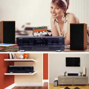 Pyle PT-659DU Dual Stereo Cassette Deck Music Media Player with Tap USB to MP3 Converter, Black