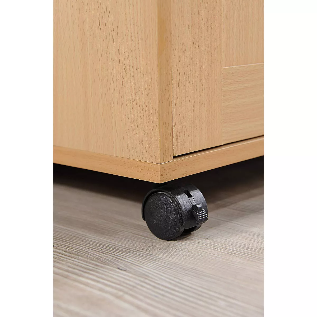 Hodedah Wheeled Kitchen Dining Room Island Cart with Large Spice Rack and Towel Holder, Beech